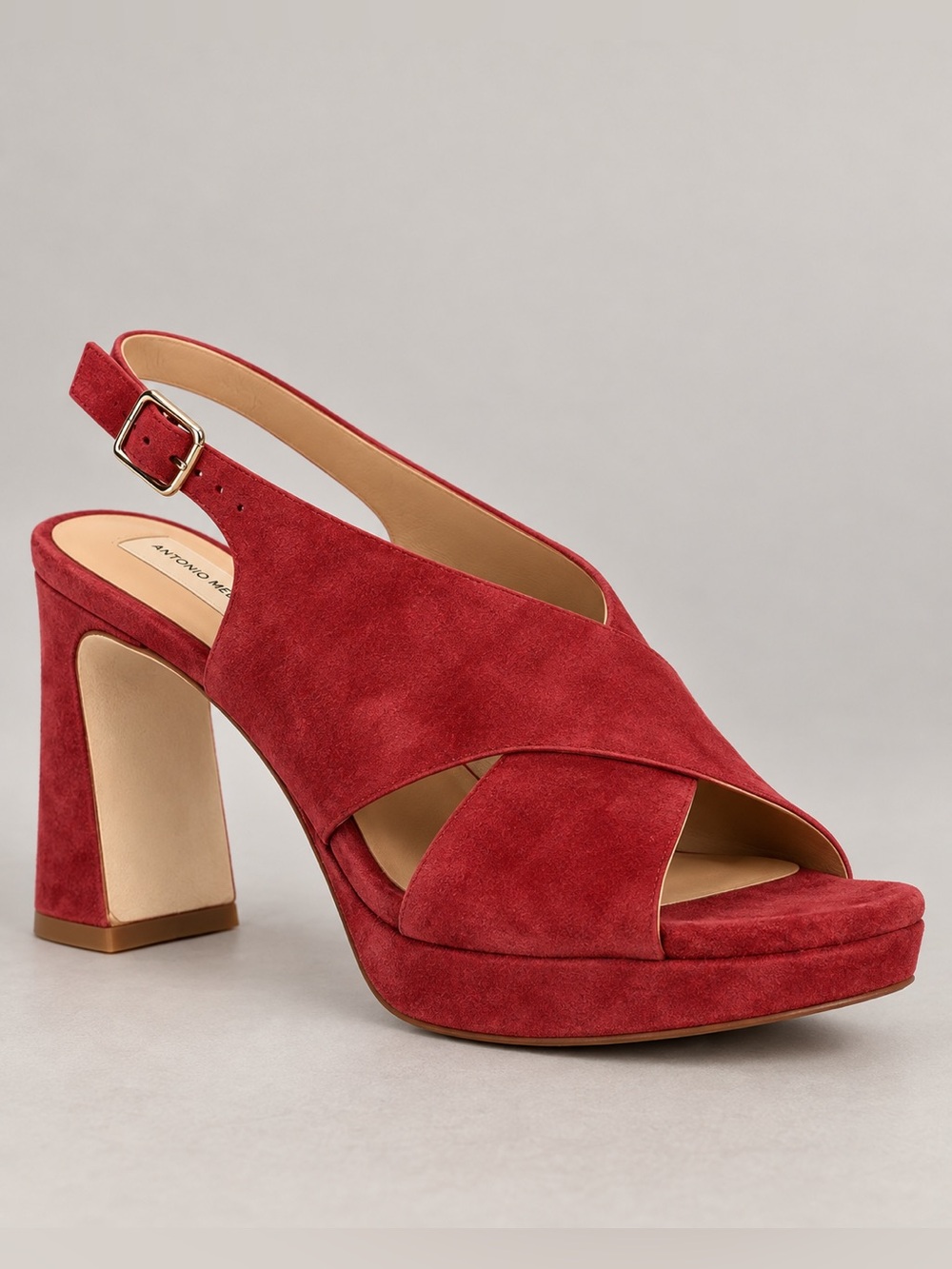 NWT Antonio Melani Dana Suede Platform X-Band Slingback Sandals Red Sz 6.5
